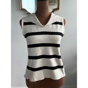 Truth Republic Sleeveless Sweater Top Striped Sailor Collar‎ Knit S
